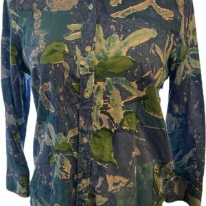 Chaps Blue and Green Floral Blouse